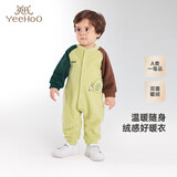 英氏（YEEHOO）婴儿连体衣秋冬长袖摇粒绒保暖男童女童衣服