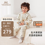 英氏（YEEHOO）儿童睡袋5A抗菌纯棉宝宝四季通用分腿睡袋防踢被 林里踪迹*2XL码