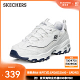 斯凯奇（Skechers）女鞋小白熊女士休闲鞋子厚底增高百搭运动软底老爹鞋女99999863 白色/海军蓝色/WNV 38