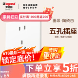 罗格朗开关插座一开五孔插座开关空调面板家用86型暗装画采陶瓷白五孔插 10A正五孔插座十只装