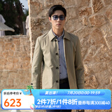 雅戈尔（YOUNGOR）风衣男翻领单风衣锦纶耐穿舒适透气男士上衣外套 卡其 L 175/96A