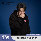 Dangerous people薛之谦dsp秋冬宽松廓形百搭抓绒开衫连帽卫衣外套 黑色 L
