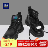 海澜之家HLA马丁靴男户外休闲英伦风百搭工装靴HAAGZM4AB70567 黑色加绒42