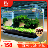 森森 超白玻璃小鱼缸HRK-500套缸款(长50cm)热弯玻璃+过滤器+水草灯
