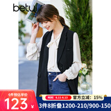 betu百图女装韩版英伦风气质外穿西装领马甲女2202T77 黑色 XS