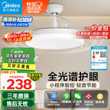 美的（Midea）风扇灯餐厅吊扇灯led卧室客厅灯隐形扇叶遥控护眼三防灯具1级能效