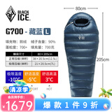 黑冰（BLACKICE）24新款【G系列木乃伊式鹅绒羽绒睡袋】露营保暖抗寒成人羽绒睡袋 藏蓝 G700 L码(新标准)