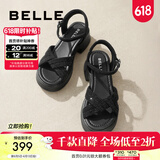 百丽（Belle）满钻条带繁星休闲凉鞋女商场款厚底凉鞋A9S2DBL4 黑色 39 (245mm)
