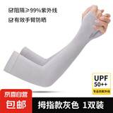 户外防晒冰袖袖套 拇指款-灰色1双