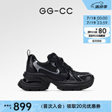 GG-CC【明星同款】月落星河银色厚底老爹鞋女2023秋季新款G23X4317 黑色 皮面 37