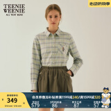 Teenie Weenie小熊女装春季简约户外运动风磨毛格纹衬衫长袖衬衣女 绿色 S (160)