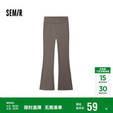 森马（Semir）休闲裤女磨毛长裤纯色简约风2024秋季女士弹力喇叭裤109724127005
