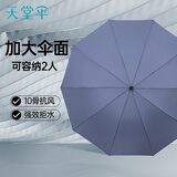 天堂伞强效拒水雨伞防风加固十骨大伞三折便携商务雨伞男女士 10骨大雨伞-兰灰