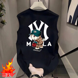 MY-WY国际潮牌痞帅卡通纯棉背心男士坎肩夏季宽松圆领无袖T恤休闲 黑色【功夫熊猫白-前右后】 L 建议110-130斤