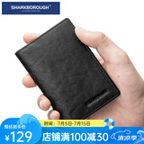 sharkborough真皮卡包男士短款真皮驾驶证卡套防消磁薄款多卡位钱夹休闲韩版 升级款能放驾驶证