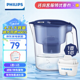 飞利浦（PHILIPS）净水壶滤水壶过滤水壶净水器滤水器过滤器滤芯 AWP2814蓝色【4.2L】一芯装