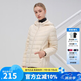 坦博尔轻薄羽绒服女宽松可脱卸帽女士轻薄羽绒外套TD216236 焦香米 160 