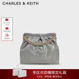 CHARLES&KEITH子母链条大容量流浪包托特包单肩斜挎包女包生日礼CK2-40671449 Grey灰色 L