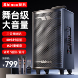 新科 （Shinco）广场舞音响户外大音量拉杆蓝牙音箱三喇叭重低音木质箱体家用K歌移动摆摊 15吋双咪