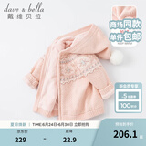 戴维贝拉（DAVE＆BELLA）童装洋气冬季加绒女童针织衫开衫儿童毛衣外套女宝宝线衣外衣 浅粉色-N 90 cm（建议身高80-90cm）