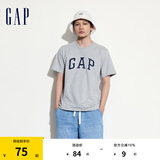 Gap男女装夏季拼接logo圆领短袖T恤宽松上衣460841 灰色 185/108A(XXXL) 亚洲尺码