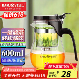 金灶（KAMJOVE） 飘逸杯泡茶壶办公室茶壶茶道杯花茶壶玻璃茶具茶水分离壶过滤壶 K-203（600ml）