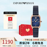安普里奥·阿玛尼（Emporio Armani）手表女复古小方盘皮带石英时尚女士腕表送女友生日礼物AR11426