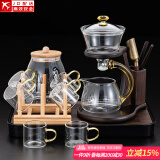 正扬懒人泡茶神器玻璃自动茶具套装家用磁吸整套功夫茶杯茶壶三件套盘 楼阁6金+茶罐长琴胡黑+杯架