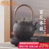 束氏生铁壶日本工艺煮茶壶手工铸铁壶套装茶具-百花齐放