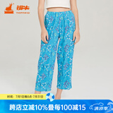 铜牛家居裤汗布印花居家女裤睡裤棉家居裤长裤女春夏VK034 山野花香-白-蓝 M (165/90)