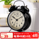 汉时（Hense）机械打铃闹钟学生专用起床神器强力叫醒懒人声音大儿童卧室闹表桌面时钟小台钟 HA70黑色