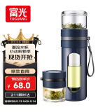 富光玻璃杯 高硼硅泡茶杯子 茶水分离杯 商务办公便携塑玻水杯男女士