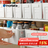 INOMATA日本制塑料桌面收纳篮玩具零食收纳筐长方形储物篮收纳盒 白色宽型