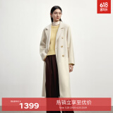 伊芙丽【镇店爆款】伊芙丽高智驼绒真丝气质高级双面羊毛大衣女冬季外套 米色 S 90-115斤