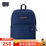 JANSPORT杰斯伯书包轻便双肩包男女旅行包简约背包电脑包学生校园 4QUE003海军蓝/藏青色-侧袋+隔层