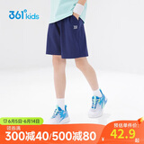 361°儿童短裤夏季男女童3-12岁透气运动裤梭织五分裤 藏青 150