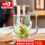 青苹果带把茶杯水杯 啤酒杯扎啤杯 无铅玻璃杯饮料杯可乐杯 320ML