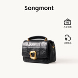 Songmont山下有松小号巧克力包新款牛皮斜挎链条软手机包 黑色(现货)