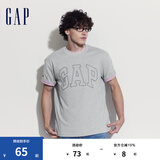 Gap【热卖爆款】男装夏撞色logo圆领短袖T恤纯棉上衣544465 灰色 185/108A(XXXL) 亚洲尺码