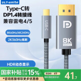 ULT-unite优籁特Type-C转DP1.4线雷电4/5转接器8K60Hz笔记本外接显示器高刷视频线USB-C苹果手机投屏1.5米