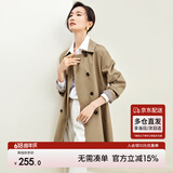 尚都比拉旷野美拉德风双排扣中长款风衣女英伦风休闲外套 卡其色 S 