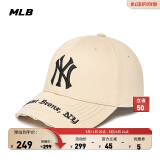 MLB官方 男女情侣棒球帽刺绣LOGO帽子运动休闲时尚鸭舌帽CPKP 纽约洋基队/米色 均码