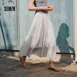 森马（Semir）半身裙女松紧腰蛋糕裙百搭2025夏季肌理雪纺长裙垂感107425120060