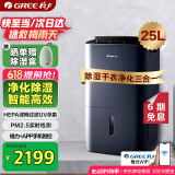 格力（GREE）除湿机/抽湿机家用多功能净化干衣UV杀菌除潮吸湿器25升/天单间50平APP智控DH25EPA1B