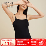 金三塔吊带背心女真丝桑蚕丝纯色春夏百搭打底女士背心 黑色-95g真丝双面 XL