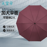 天堂伞强效拒水雨伞防风加固十骨大伞三折便携商务雨伞男女士 10骨大雨伞-深栗红