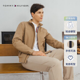 TOMMY HILFIGER【轻弹感】男商务通勤弹力斜纹修身直筒西裤长裤休闲裤J1764 深卡其260 -修身版-拍大一码 32 (2.5尺)