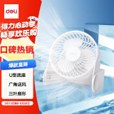 得力（deli）USB桌面风扇 两档风速迷你轻音家用卧室办公室台式桌面扇学生宿舍小风扇 U型底座小台扇/电风扇 白