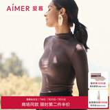 爱慕上衣女士21AW随心恋曲莫代尔小高领长袖上衣打底保暖AM726891 乔木褐9ZA 170