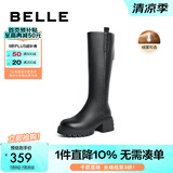 百丽（Belle）美拉德风骑士靴女商场同款高跟高筒靴A6Y1DDG3 黑色-绒里 37 (235mm)